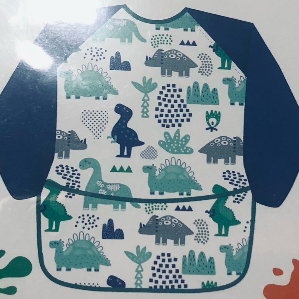 Kids Craft smock Dinosaurs graphics adjustable tie band blue.43” X 22” - Picture 3 of 3